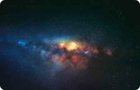 Abstract space galaxy with glowing center and stellar dust clouds