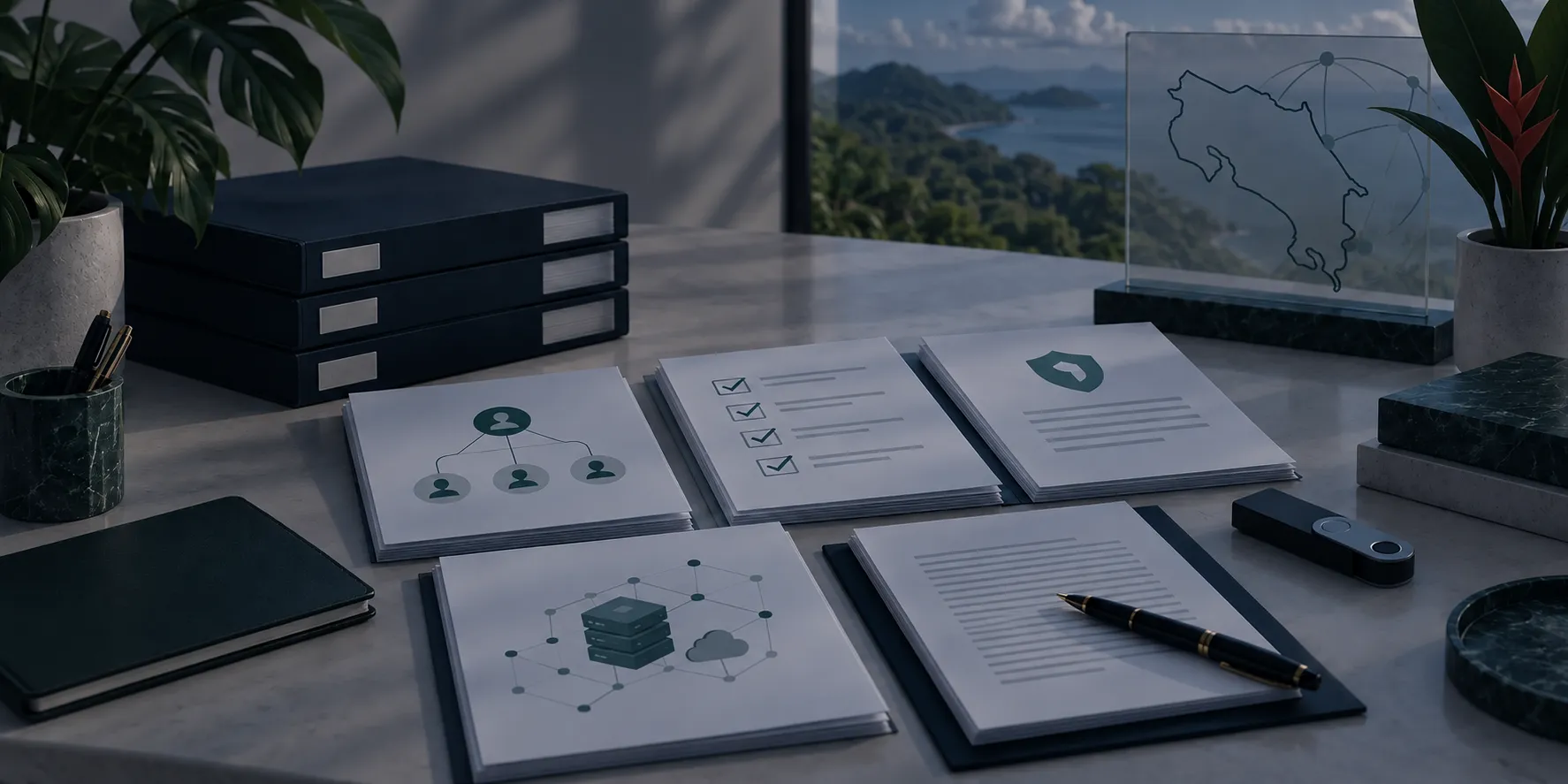 Organised Costa Rica VASP registration document pack with ownership, compliance and technology records.