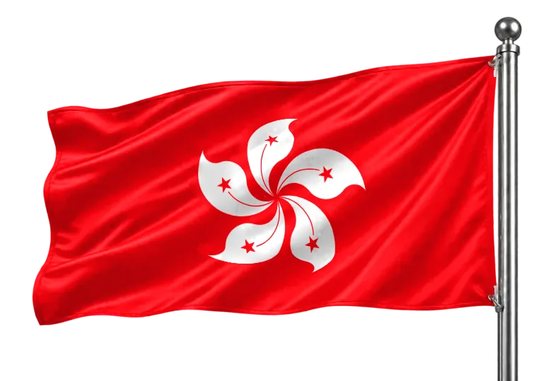 Flag of Hong Kong on a flagpole